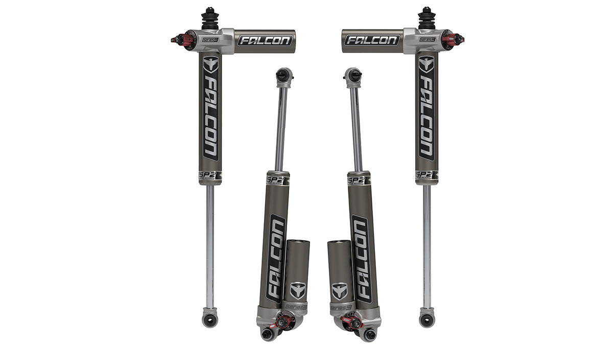 07-18 Jeep Wrangler JK 4 Door SP2 3.3 Fast Adjust Piggyback Shock Kit 3-4.5 Inch Lift Falcon Shocks