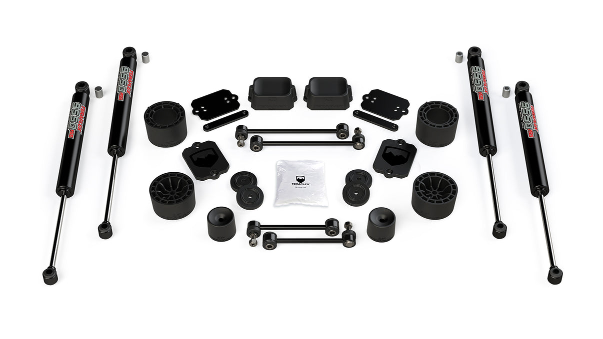 18-Up Wrangler JL 4 Door Sport Sahara 2.5 Inch Performance Spacer Lift Kit & 9550 VSS Twin-Tube TeraFlex