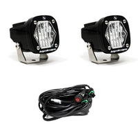 S1 Black LED Light Pod Pair (Wide Cornering; Clear)