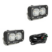 S2 Sport Black LED Light Pod Pair (Wide Cornering; Clear)