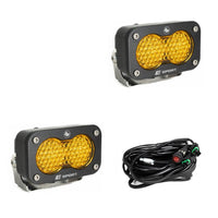 S2 Sport Black LED Light Pod Pair (Work/Scene; Baja Amber)